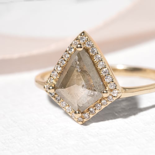 Goldener Ring mit Salt and Pepper Diamant in Kite-Form Bjorn