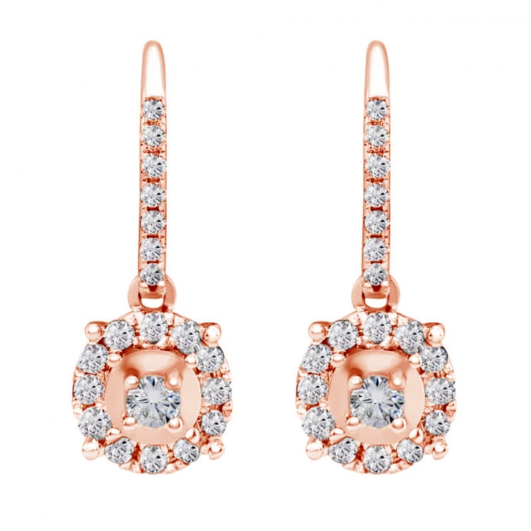 Rosegold Diamant-Ohrringe hängend 79491