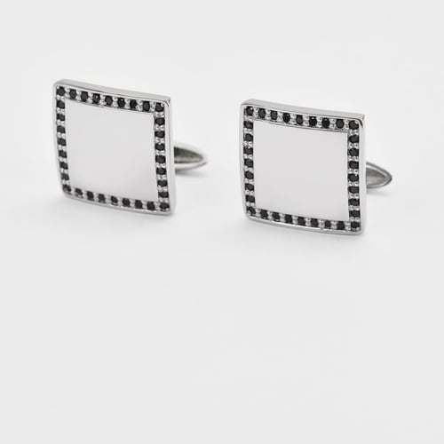 Platin Manschettenknöpfe mit schwarzen Diamanten Urban