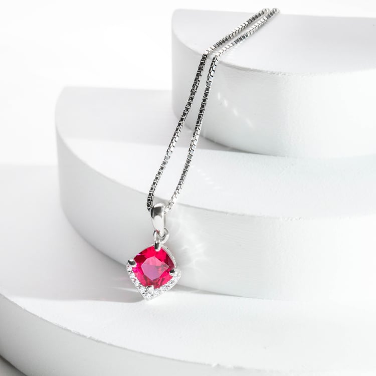 Silberner Anhänger mit simulierten Rubinen Augustin 165659