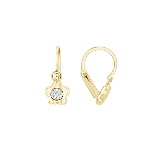 Goldene Kinder-Ohrringe mit Blume Lily