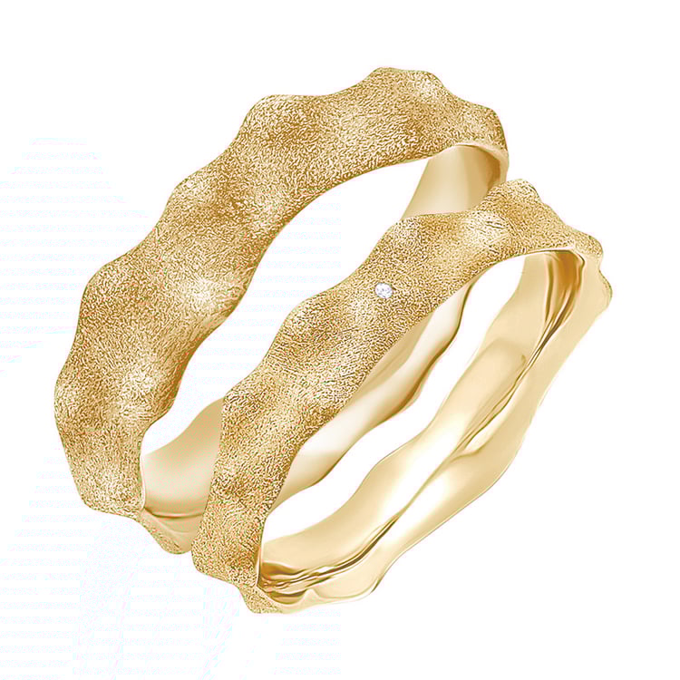 Eheringe mit goldenen Diamanten Spikes 153822