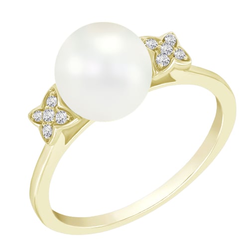 Perlenring mit Diamanten Zarina