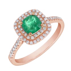 Ring aus zwei Goldarten mit Smaragd und Diamanten Vicente