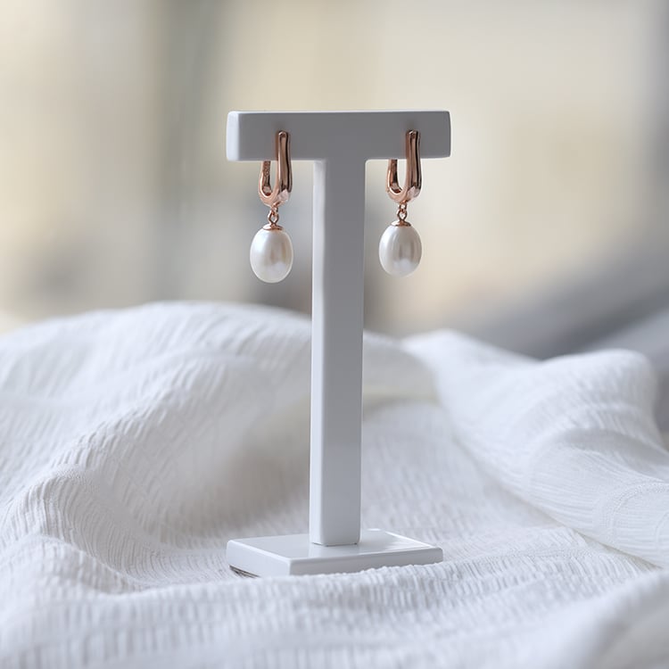 Vergoldete Hängeohrringe mit Perlen Moishe 65619