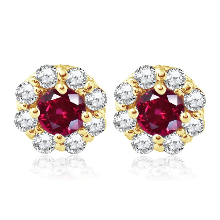 Goldene Rubinohrringe mit Diamanten Freda 79785