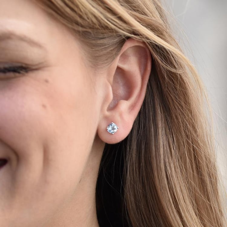 Goldene Ohrringe mit runden Aquamarinen Hulda 43726