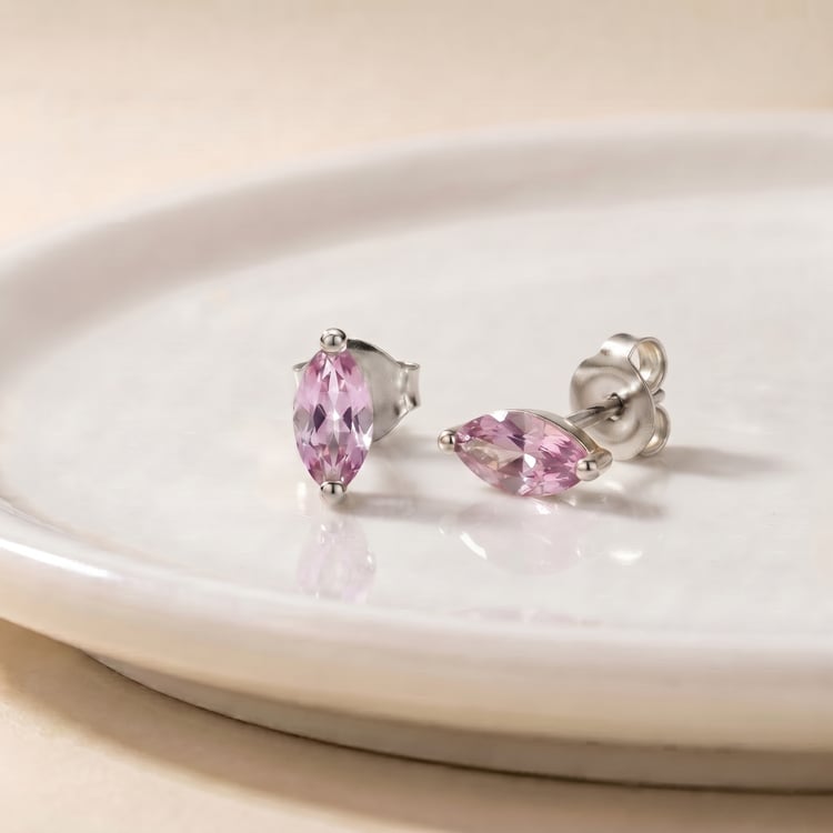 Minimalistische Silberohrringe mit rosa Amethysten Andine 170405