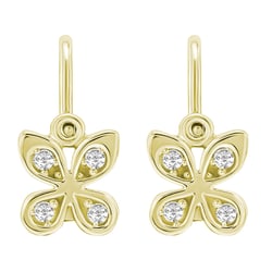 Kinderohrringe aus Gold in Form eines Schmetterlings mit Lab Grown Diamanten Madeleine