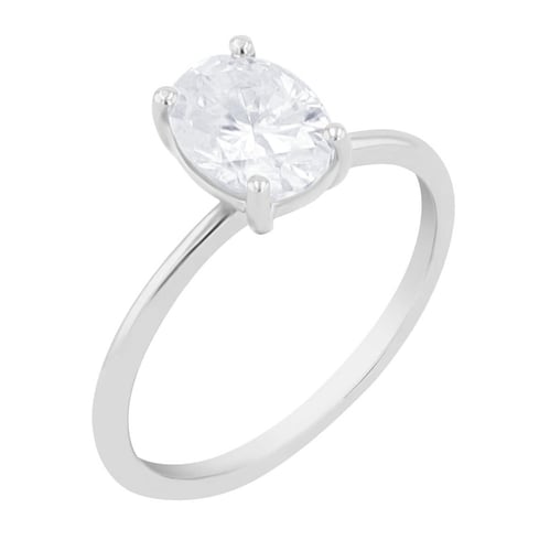 Eleganter silberner Ring mit ovalem Moissanit in der Größe Ihrer Wahl Frost