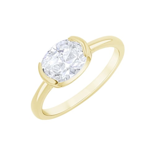 Verlobungsring mit ovalem Halblünette Diamanten Hortensia