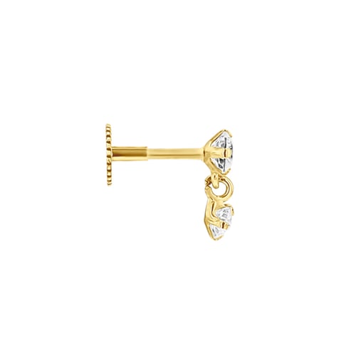 Goldener Piercingstecker mit Zirkonia Dyre