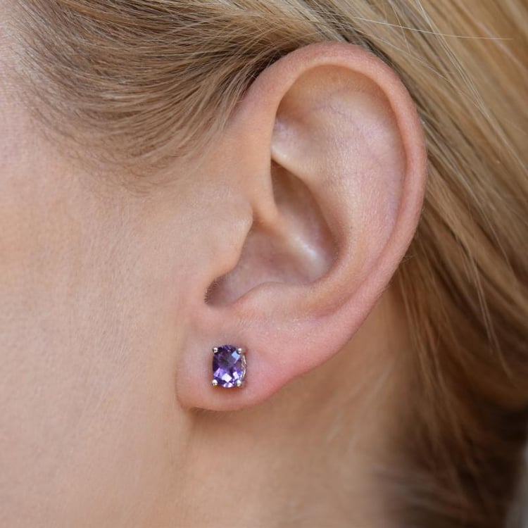 Silberne Ohrringe mit ovalen Amethysten Jula 21188