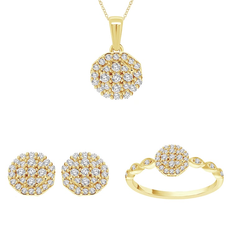 Goldenes Schmuckset mit Diamanten Ameena 95230