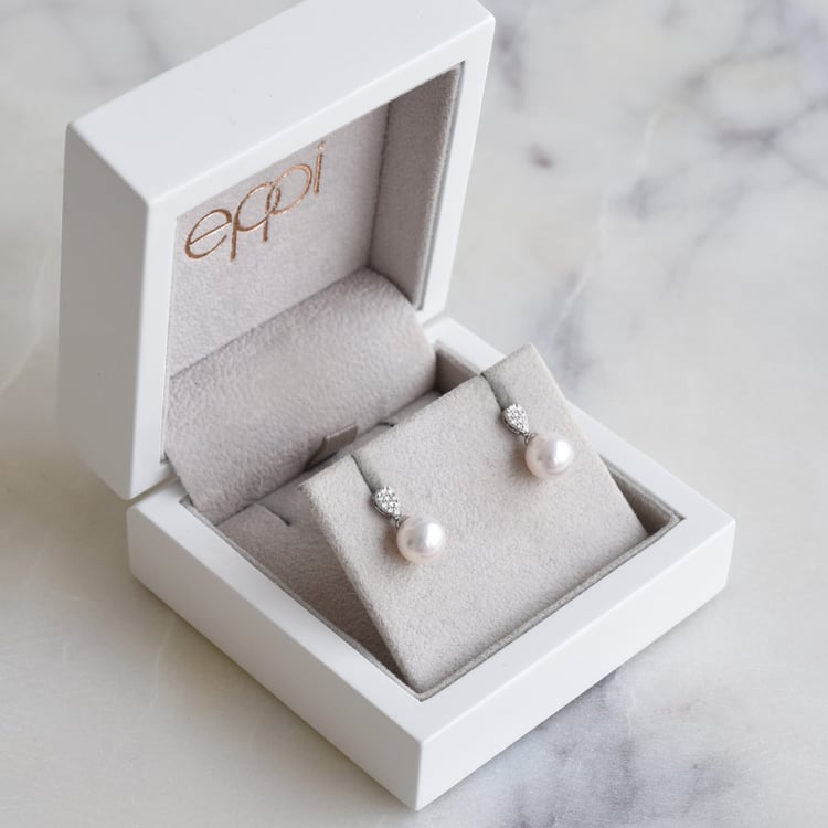 Goldene Perlenohrringe mit Diamanten Madina 86816