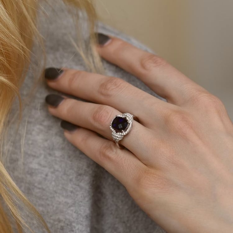 Silberner Haloring mit Zirkonia und Saphir Carlaile 109243