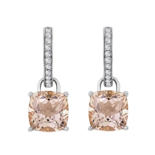 Goldohrringe 2 in 1 mit Morganit und Diamanten Reza