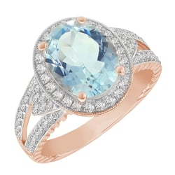 Goldring mit Aquamanrin und Diamanten Borgny