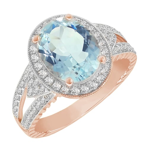 Goldring mit Aquamanrin und Diamanten Borgny