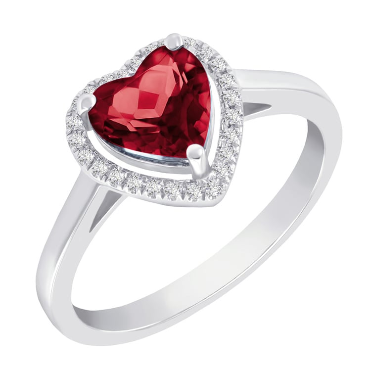 Goldring mit Granaten in Herzform und Diamanten Connelly
