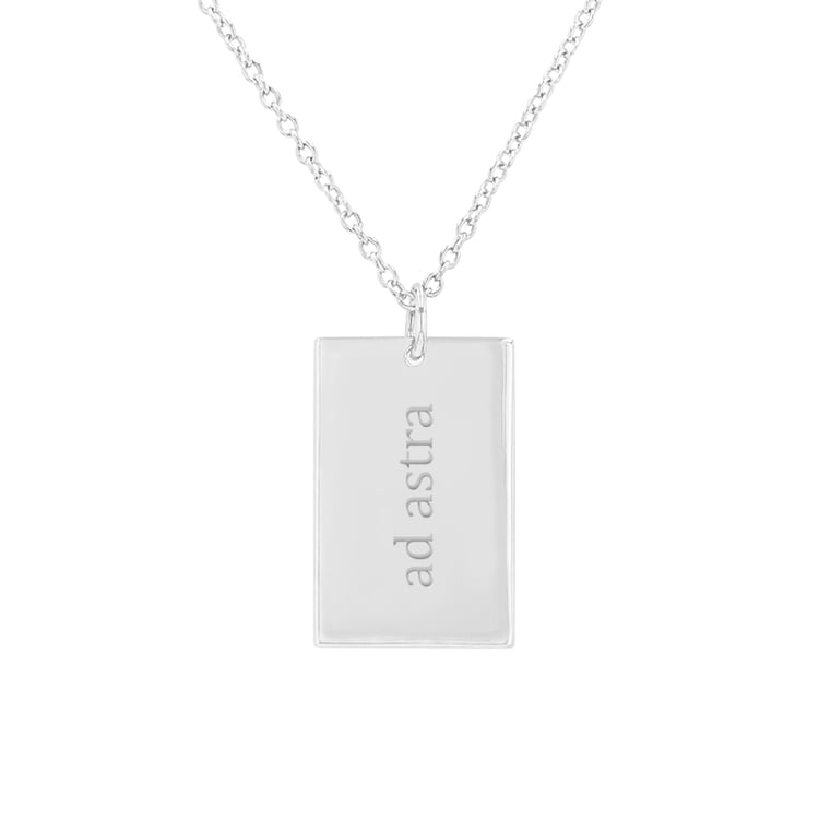 Rechteckiger Anhänger aus Gold mit einer doppelseitigen Gravur Aeryn