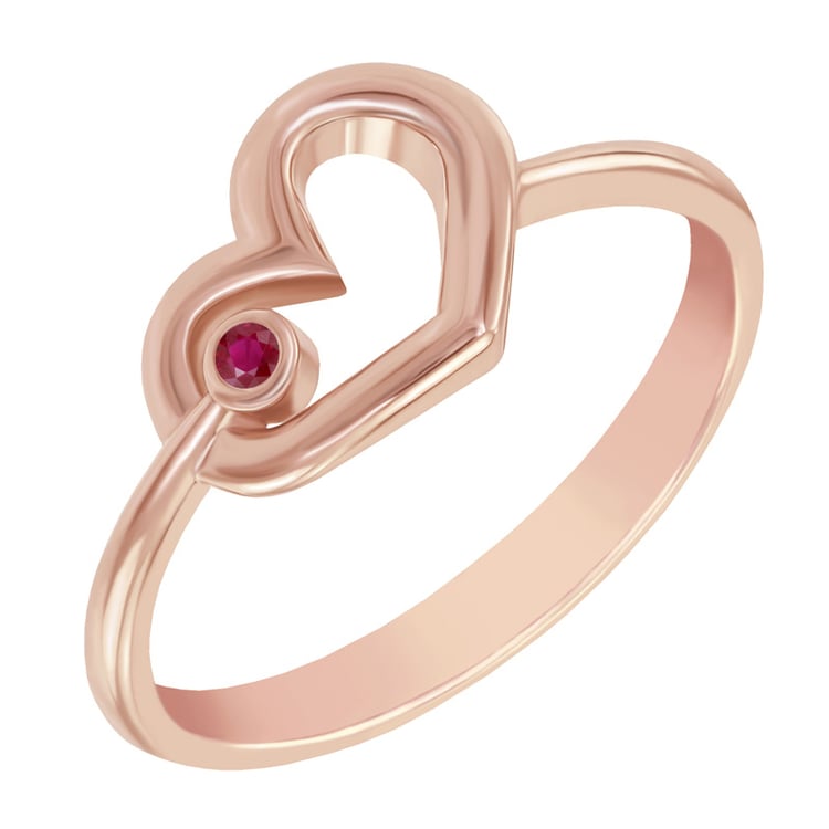 Goldener Herzring mit Rubin Balante 40545