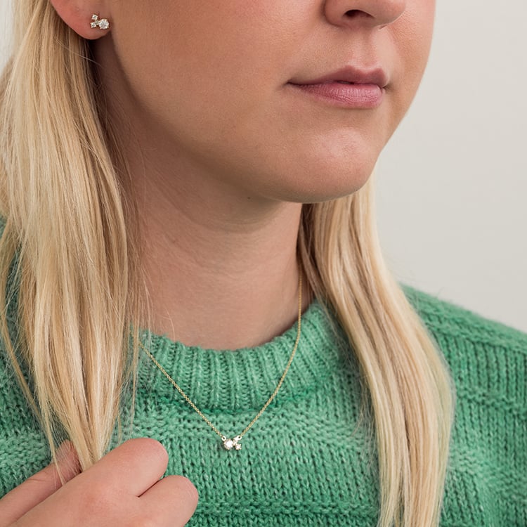 Silberne Cluster Kette mit Moissanit und Lab Grown Diamanten Millie 128532