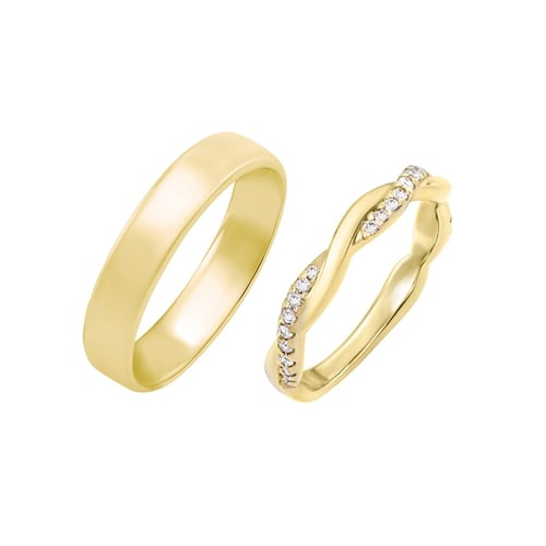 Einzigartiger Ehering mit Diamanten und klassischer Court Ring Malea