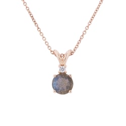 Goldener Anhänger mit Labradorit und Diamant Timotei