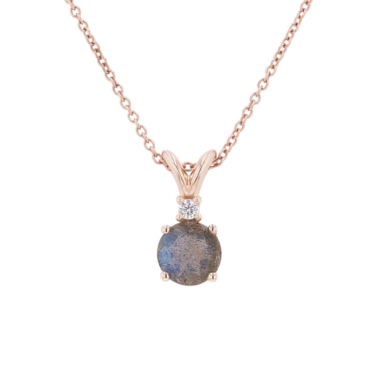 Goldener Anhänger mit Labradorit und Diamant Timotei