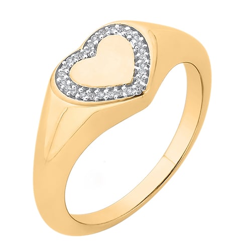 Siegelring aus Gold mit Diamantherz Madeline