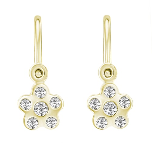 Goldene Kinderohrringe in Form einer Blume mit Lab Grown Diamanten Alexandra