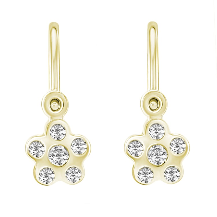 Goldene Kinderohrringe in Form einer Blume mit Lab Grown Diamanten Alexandra 145283