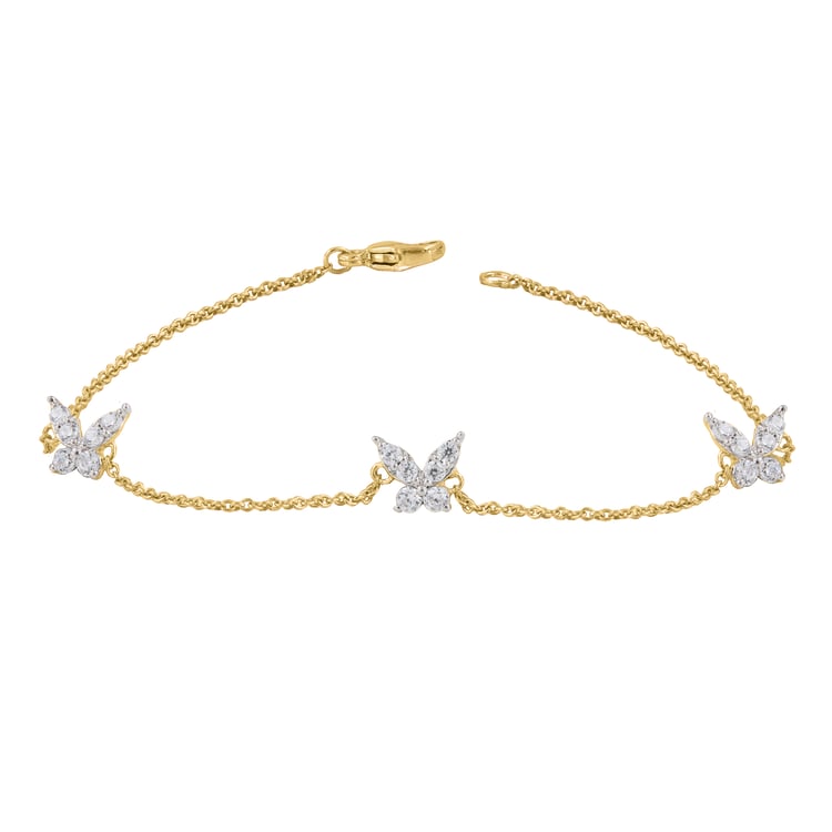 Kettenarmband mit Schmetterlingen aus natürlichen Diamanten Nagendra