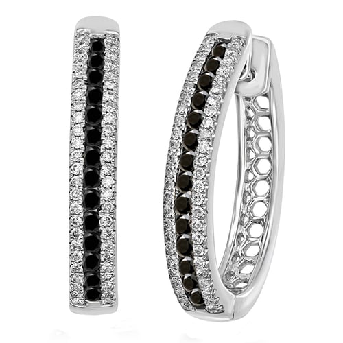 Ringohrringe mit schwarzen und weißen Diamanten Brittany