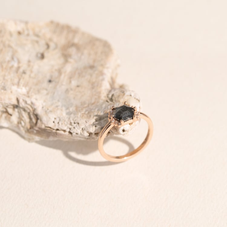 Goldener Ring mit Salt and Pepper Diamanten Wiley 101201