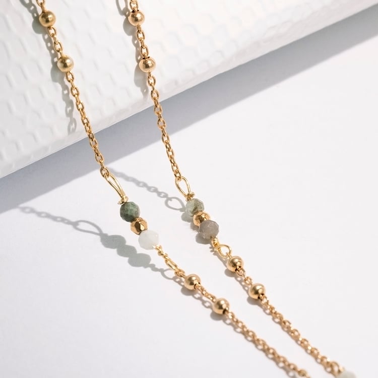 Vergoldete Kette aus Silber mit Smaragd-Perlen und einem Anhänger Atiana 115656