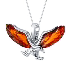 Silberner Anhänger in Form eines Adlers mit Bernsteinen Tercia