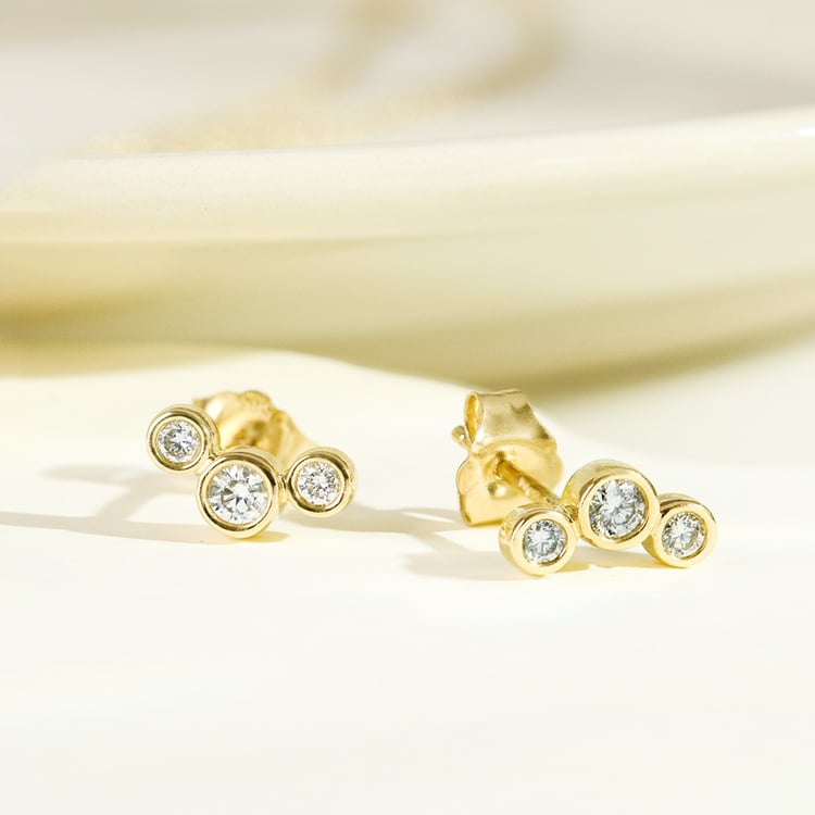 Moderne goldene Ohrringe mit runden Diamanten Ebba 161932