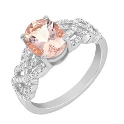 Goldring mit ovalem Morganit und Diamanten Lamah