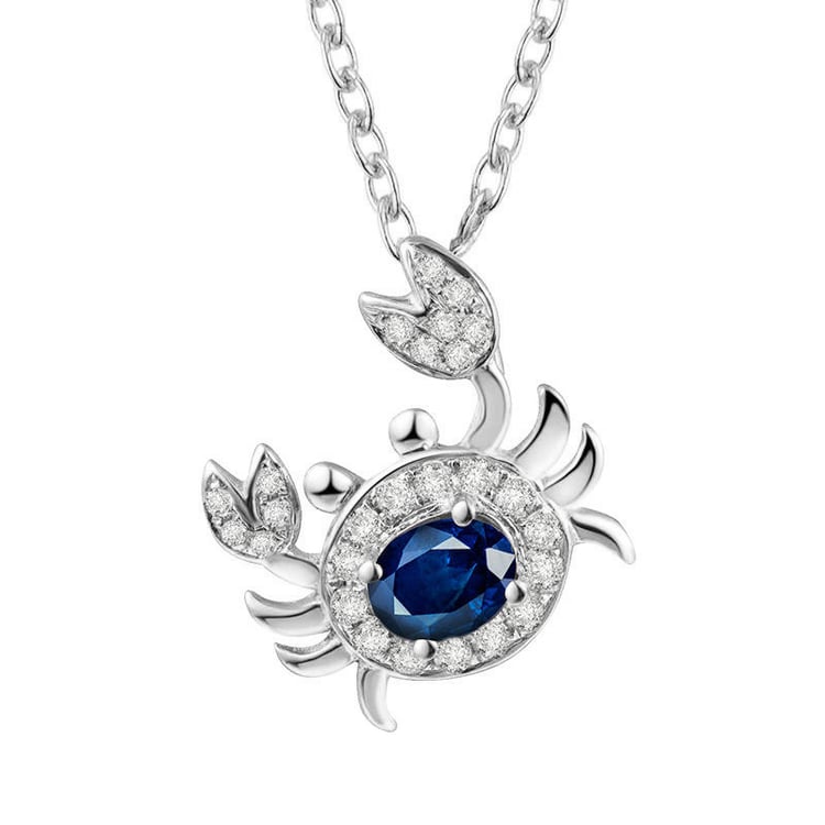 Goldene Halskette mit Saphir und Diamanten 77823