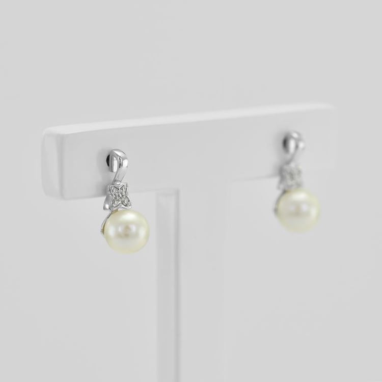 Elegante Perlenohrringe mit Diamanten Barbary 44969