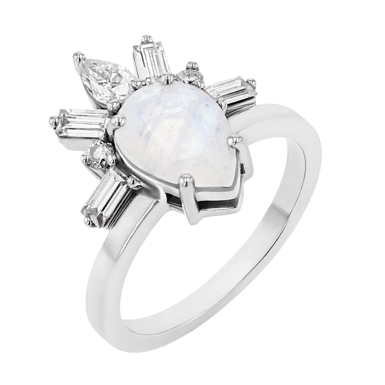 Verlobungsring mit Mondstein und Moissaniten Alwin