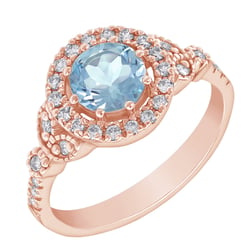 Verlobungsring im Halo-Stil mit Aquamatin und Diamanten Varana