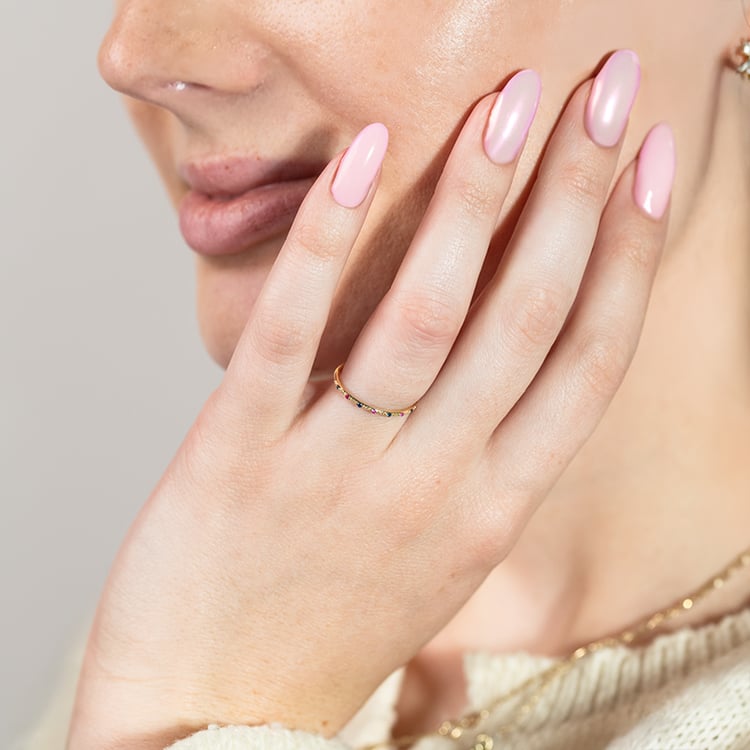 Minimalistischer Ring mit Saphiren und Rubinen Tess 149703