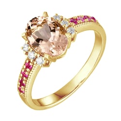 Morganitring mit Saphiren und Diamanten Jemiah