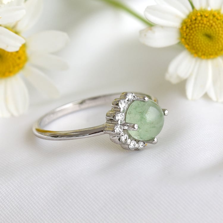 Goldener Ring mit Avanturin und Diamanten Ammiel 82105