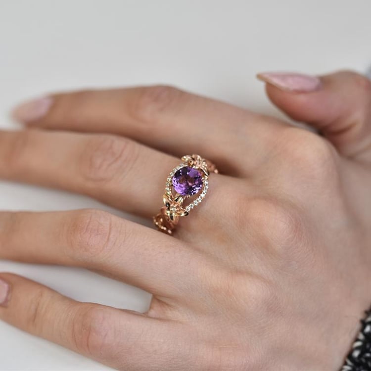 Goldener Rting mit Amethyst und Diamanten Dinis 27621