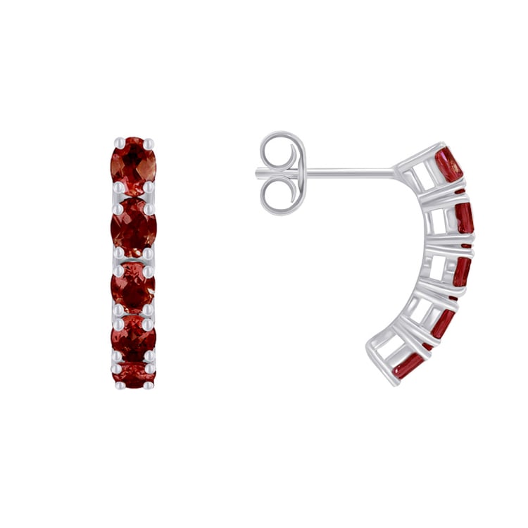Schlichte Silber-Ohrringe mit Granat Felixa