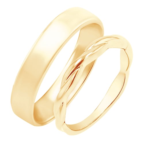Eheringe mit geflochtenem Ring und Komfortring Gabriel